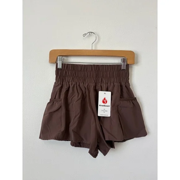 FireSwan High-Waisted Athletic Shorts – Brown – Size XS – NWT - Picture 2 of 3